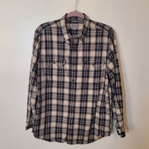 Carhartt Mens Men's Blue And White Plaid Button Down Shirt Size Medium